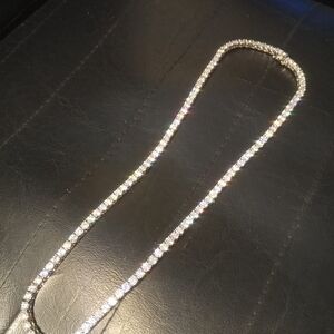 925 Real Sterling Silver 35Carat Moissanite VVS Diamonds 20in Tennis Chain